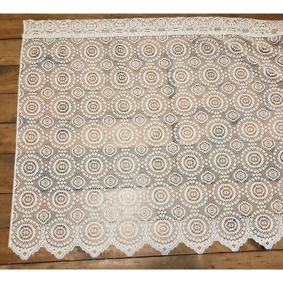 Vintage Circle Lace Crotchet Window Panel Curtain 56x35" - Picture 1 of 7